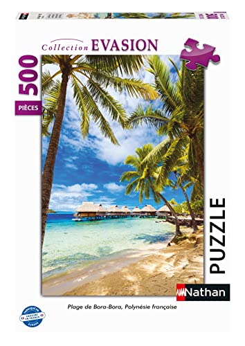 Nathan- Puzle de 500 Piezas – Playa de Bora Polinesia Francesa Puzzle Adulto, Color (Ravensburger 4005556872473)