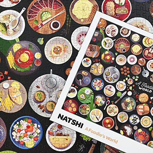 Natshi - A Foodie's World – Puzzle de 1000 Piezas Adultos – 70 x 50 cm – Planos del mundo – con póster y bolsa extraíble – Piezas estampadas y mate – Juego de juguete Regalo Cumpleaños Navidad – PZ001