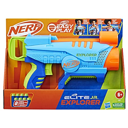 Nerf - Lanzador Elite Jr Explorer Easy-Play - Fácil de sostener, Cargar y lanzar - para niños y niñas a Partir de 6 años