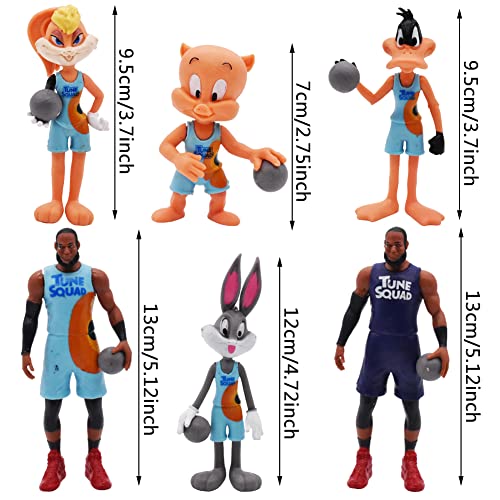 Nesloonp Juego de Minifiguras Anime 6 pcs Figura de acción Paquete Adorno de Torta Juego de Tartas de Baloncesto Suministros para la Fiesta Regalo de Cumpleaños