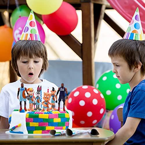 Nesloonp Juego de Minifiguras Anime 6 pcs Figura de acción Paquete Adorno de Torta Juego de Tartas de Baloncesto Suministros para la Fiesta Regalo de Cumpleaños