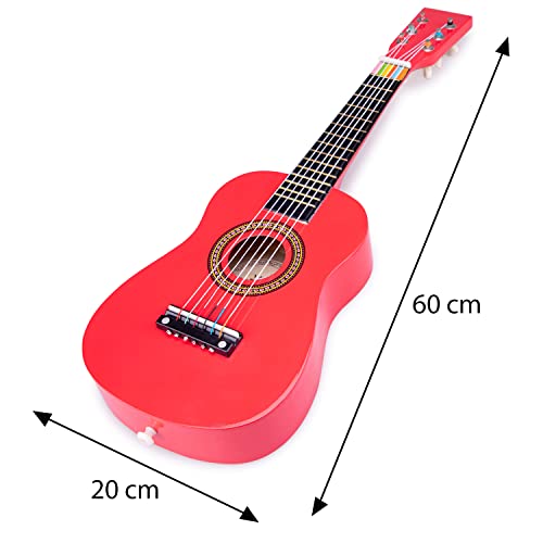 New Classic Toys Toys-10341 Guitarra para niños (Ref 0341), Color Rojo