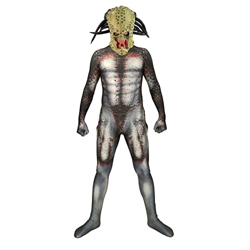 nezababy Predator - Disfraz para hombre, disfraz de alienígena, disfraz de cazador de cosplay, látex, cabeza completa, casco Prop Halloween Masquerade