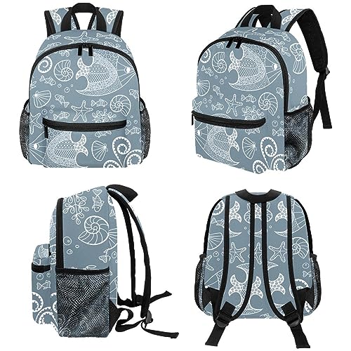 Niaocpwy Unsersea World - Mochila pequeña para estudiantes de primaria, bolsas escolares de preescolar de 12 pulgadas, Multicolor 02, 25.4x10x30 CM/10x4x12 in