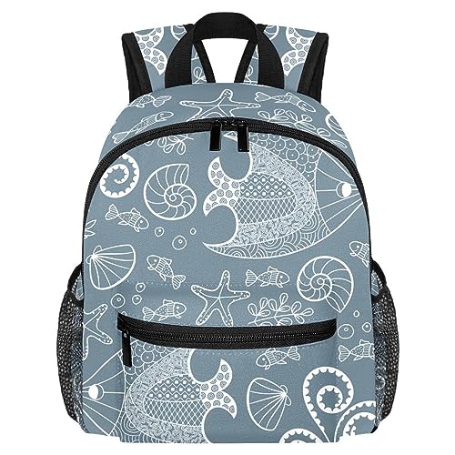 Niaocpwy Unsersea World - Mochila pequeña para estudiantes de primaria, bolsas escolares de preescolar de 12 pulgadas, Multicolor 02, 25.4x10x30 CM/10x4x12 in