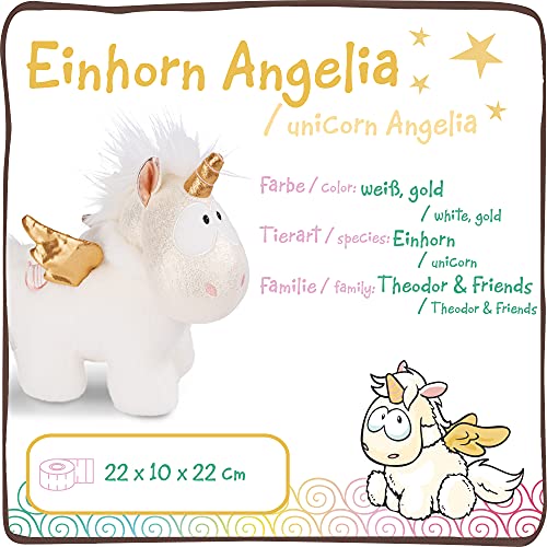 NICI- Einhorn-Engel 46373 Angelia el Suave 22 cm – Juguetes, niños y bebés – Peluches esponjosos para abrazar y Jugar – Unicornios tiernos – Theodor & Friends, Blanco/Oro, Color Dorado