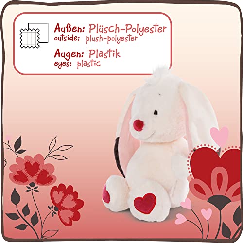 NICI Suave Juguete con diseño de corazón en Las Plantas de los pies 35cm – Conejito, niños y bebés – Peluches para abrazar, Jugar y Regalar – Animales de Relleno, Blanco/Rojo, Color, 35 cm (47477)