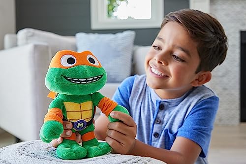 Ninja Turtles: Caos Mutante, Michelangelo Muñeco de peluche de 20,3 cm con antifaz naranja inspirado en el personaje de la película, +3 años, Tortugas Ninja (Mattel HRC78)