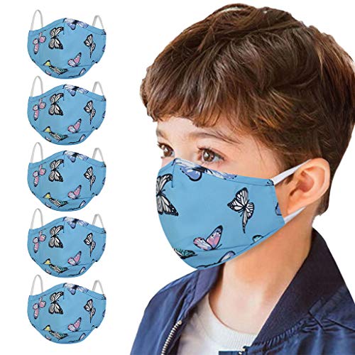 Niños 5PC Reutilizable unidades Linda que imprime Esponja Resistente al Polvo Lavable Reutilizable Filtro Actividades al aire libre-Negro Accesorios de Cosplay de Halloween Máscaras faciales de ci