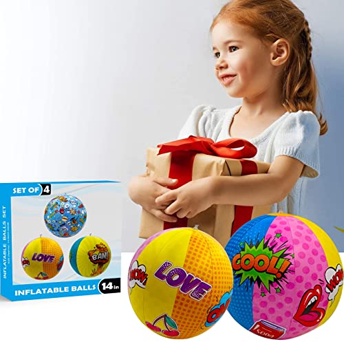 NINOSTAR Pop-Art - Juego de 3 pelotas de playa inflables de cómics, tamaño de 14 pulgadas, flotadores de piscina para decoración de fiesta de verano, divertidos flotadores de agua, juego de 3