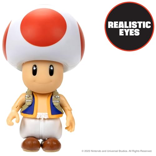 Nintendo Super Mario - Figura Toad de 13 cm Totalmente Articulada - Juguete Toad con Hasta 9 Puntos de Articulación - Juguete Finamente Detallado con Ojos de Cristal - Juguetes Niños 3 Años +