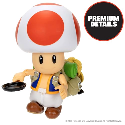 Nintendo Super Mario - Figura Toad de 13 cm Totalmente Articulada - Juguete Toad con Hasta 9 Puntos de Articulación - Juguete Finamente Detallado con Ojos de Cristal - Juguetes Niños 3 Años +