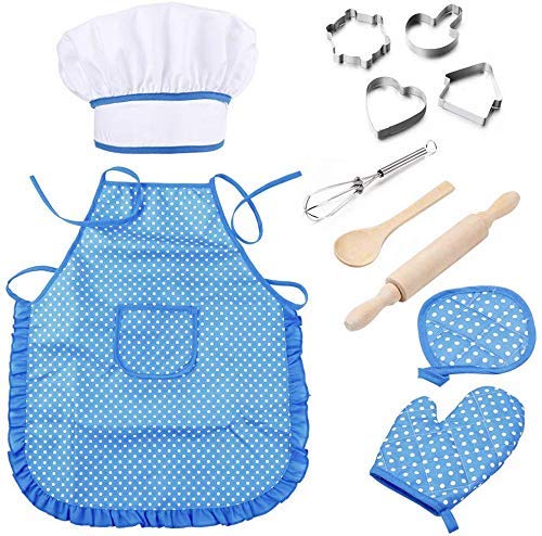 NIWWIN Juego de Chef para niños, 11 Piezas Juego de Chef Juego de Cocina para niños Juegos de simulación de Roles para niños Niñas Juego de Roles para niños pequeños Juego de Cocina