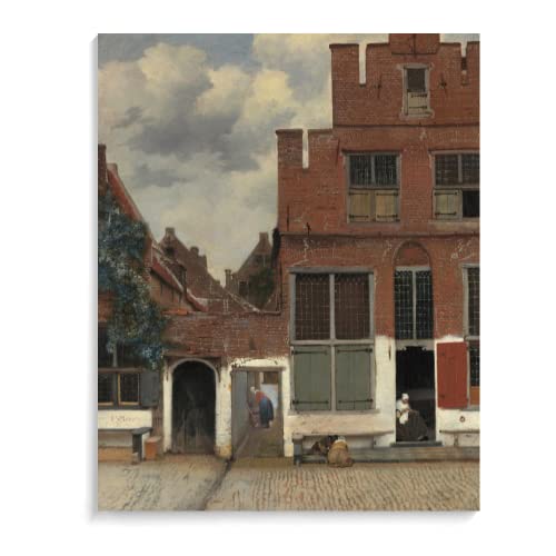 NNALEGS Pintura Por Numeros Adultos Cuadros Famosos La Callecita - Johannes Vermeer,Pintar Por Numeros Adultos Con Marco Paisajes,40X50Cm Lienzo,Acrílico,Con 3 Cepillos,A10