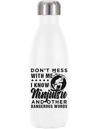 No te metas con mí I Know Ninjutsu y otras palabras peligrosas 350 ml botella de agua estilo botella térmica de acero inoxidable sin BPA Termo blanco talla única