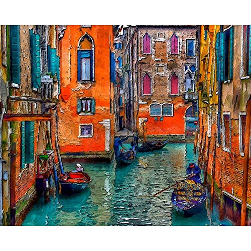 Noche de Venecia paisaje de la ciudad DIY pintura digital por números pintura acrílica por números cuadro de arte de pared para regalo A3 60x80cm