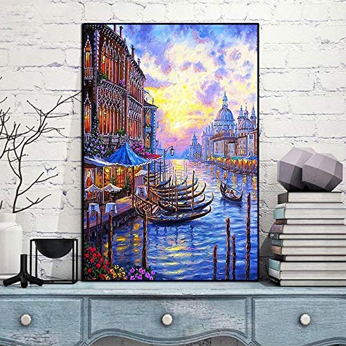 Noche de Venecia paisaje de la ciudad DIY pintura digital por números pintura acrílica por números cuadro de arte de pared para regalo A3 60x80cm