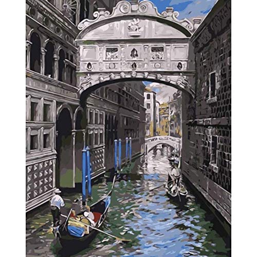 Noche de Venecia paisaje de la ciudad DIY pintura digital por números pintura acrílica por números cuadro de arte de pared para regalo A3 60x80cm