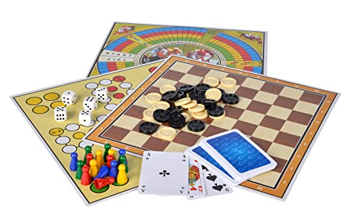 Noris 606111687 Juego clásico con 200 Posibilidades de Juego como Patinaje, Molino, Dama, Backgammon o Simplemente sin emoción, para 1 a 6 Jugadores a Partir de 6 años