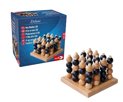 Noris Deluxe 4 Series 3D, el Famoso Juego de Estrategia en Acabado Bolas de Madera y Tabla, a Partir de 6 años, Multicolor, Large (606102033)