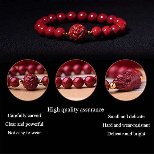 NOVOCE Feng Shui Riqueza Pulseras Cinabrio Rojo Pi Xiu Amuleto Lucky Transfer Beads Pulseras Reiki Chakra Meditación Atraer Lucky Rich Love for Woman Men,E,8mm (Color : Rot, Size : 8mm)