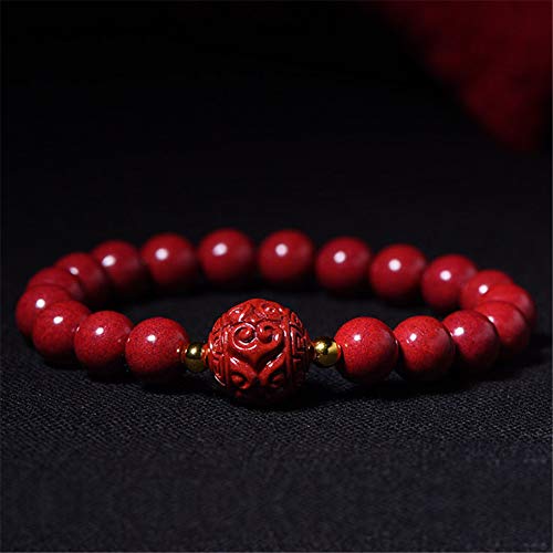 NOVOCE Feng Shui Riqueza Pulseras Cinabrio Rojo Pi Xiu Amuleto Lucky Transfer Beads Pulseras Reiki Chakra Meditación Atraer Lucky Rich Love for Woman Men,E,8mm (Color : Rot, Size : 8mm)