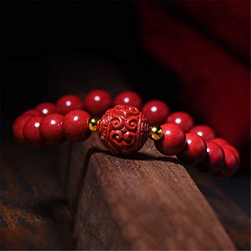 NOVOCE Feng Shui Riqueza Pulseras Cinabrio Rojo Pi Xiu Amuleto Lucky Transfer Beads Pulseras Reiki Chakra Meditación Atraer Lucky Rich Love for Woman Men,E,8mm (Color : Rot, Size : 8mm)