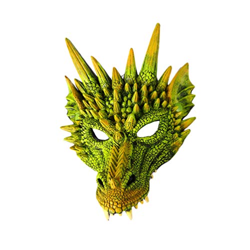 NUOBESTY Máscara de dragón para fiestas, cosplay, disfraz de animal, máscara de dragón, accesorio para fotografía para carnaval, rendimiento (verde), Bebé-Niños, IT09RXW1410W, verde, 30 * 21 * 7 cm