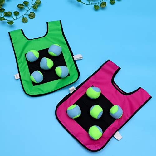 NUOBESTY Regalos Juego de Juego de Chaleco de Bola de para Niños Juego de Pelota de Esquivar Bola Pegajosa Accesorios de Juego Al Aire con 10 Piezas de Bolas de Lana Suave Seguras para