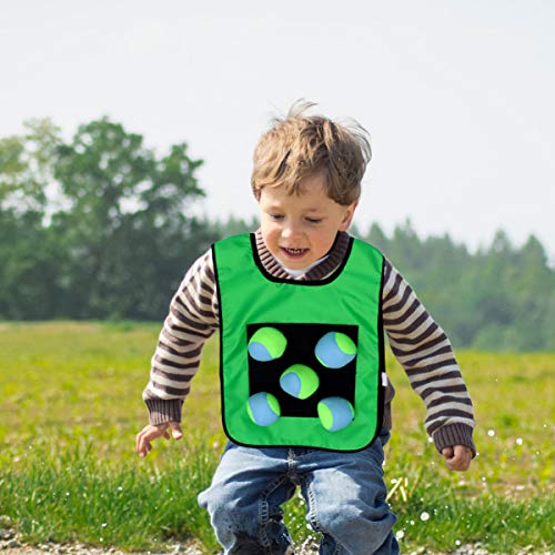 NUOBESTY Regalos Juego de Juego de Chaleco de Bola de para Niños Juego de Pelota de Esquivar Bola Pegajosa Accesorios de Juego Al Aire con 10 Piezas de Bolas de Lana Suave Seguras para