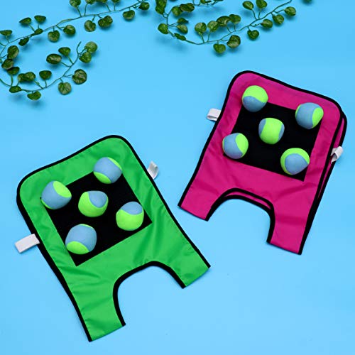 NUOBESTY Regalos Juego de Juego de Chaleco de Bola de para Niños Juego de Pelota de Esquivar Bola Pegajosa Accesorios de Juego Al Aire con 10 Piezas de Bolas de Lana Suave Seguras para