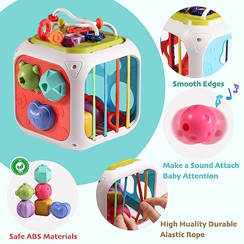 Oderra, 7 in 1 Cubo de Actividades Montessori Clasificador de Formas para Bebé, Regalos Juguetes Educativos Niñas (Cube d'activité bébé)