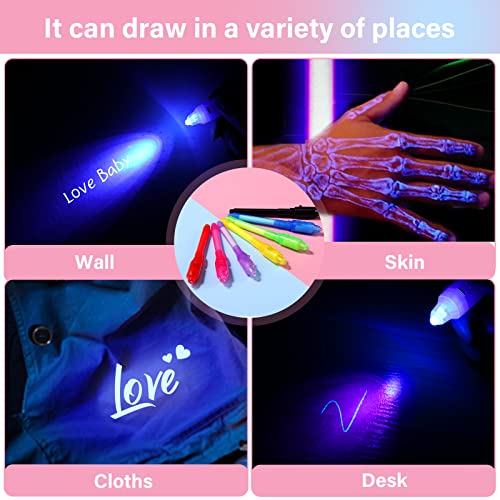 Oderra 7 Piezas Boligrafo Tinta Invisible, Boli Magico Luz Ultravioleta para Escribir mensajes secretos y niños fiestas | Regalos Fiesta Cumpleaños Infantil