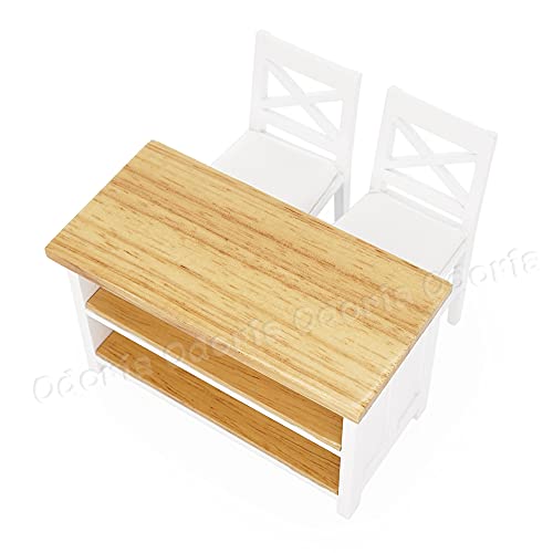 Odoria Miniatura Mesa Bar 2 Sillas Cocina con Almacenamiento para 1/12 Muebles Casa de Muñecas