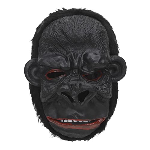 OhMill Máscara divertida de Halloween para hombre, color negro, orejas grandes, gorila, látex, mascarada, Pascua, Halloween, cosplay, máscara de simio, disfraz de Halloween, diadema para adultos,