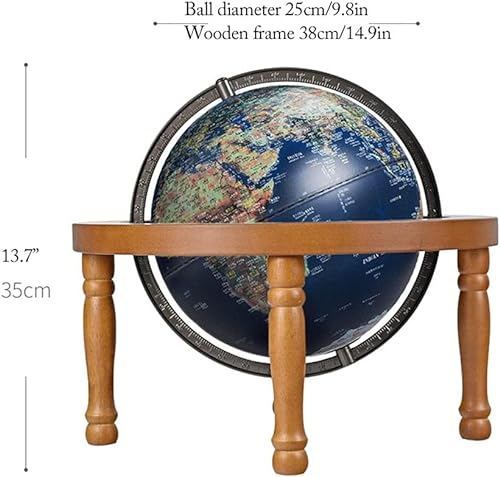 OLOTU Educativo Globo terráqueo Iluminado con Soporte de Madera de Cuatro Esquinas LED Incorporado para Vista Nocturna Globos Antiguos Escritorio Globos de la Tierra Entretenido