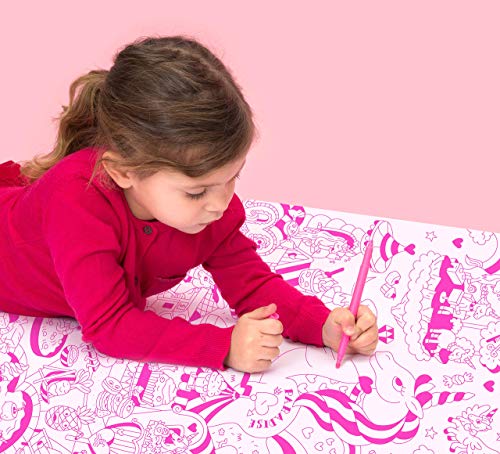 Omy Póster gigante para colorear, Lily The Unicornio, 40 x 28 pulgadas, diversión creativa y juego para niños, adultos y toda la familia.