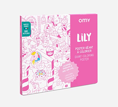 Omy Póster gigante para colorear, Lily The Unicornio, 40 x 28 pulgadas, diversión creativa y juego para niños, adultos y toda la familia.