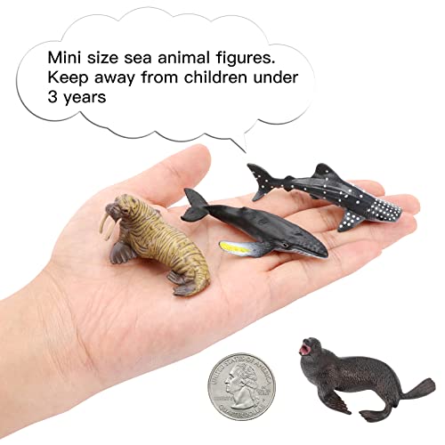 OOTSR14 Piezas Mini Figuras de Animales Marinos, 1-2” Océano Fuguetes de Animales Marinos Realistas de Plástico para Niños Fiesta Educativa Cake Topper