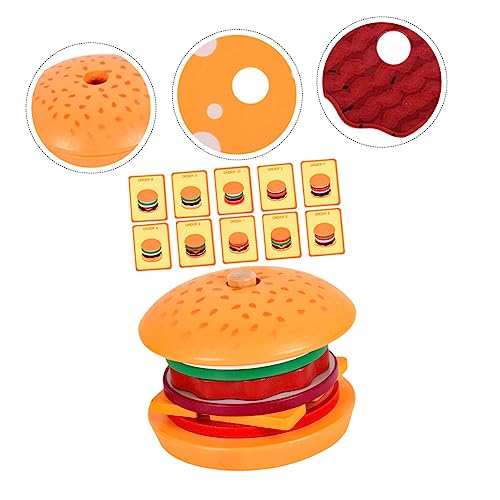 Operitacx 1 Juego Hamburguesa De Juguete Juguetes De Madera Para Apilar Hamburguesas Juguetes De Madera a Juego Juguetes Para Clasificar Sándwiches Juguetes De Cognición Manual Niño Alimento