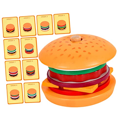 Operitacx 1 Juego Hamburguesa De Juguete Juguetes De Madera Para Apilar Hamburguesas Juguetes De Madera a Juego Juguetes Para Clasificar Sándwiches Juguetes De Cognición Manual Niño Alimento