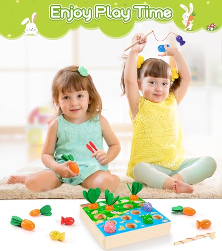 Ophy Juguetes Niños 2 Años |Juguetes de Juego de Pesca de Educativos Montessori 2 Años Magnéticos de Madera Juguetes Clasificación de Zanahorias Regalo Bebés para 2 3 4 Años Niños Niñas 235/55 ZR19