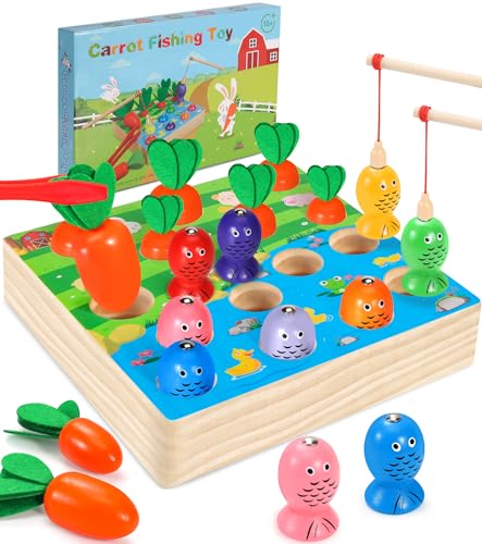 Ophy Juguetes Niños 2 Años |Juguetes de Juego de Pesca de Educativos Montessori 2 Años Magnéticos de Madera Juguetes Clasificación de Zanahorias Regalo Bebés para 2 3 4 Años Niños Niñas 235/55 ZR19