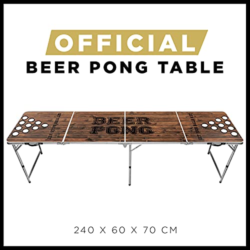 Original Cup® - Mesa Oficial de Beer Pong con Agujeros para Sujetar Vasos - Plegable y transportable con Revestimiento Impermeable antirrayos - Aprobada para torneos de Beer Pong - Juego