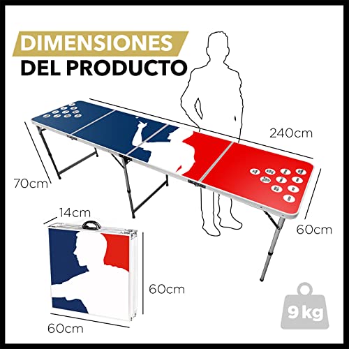 Original Cup® - Mesa Oficial de Beer Pong, Plegable y Transportable con Revestimiento Impermeable Anti Rayos - Aprobada para Torneos de Beer Pong - Juego de Beber para Fiestas Divertidas