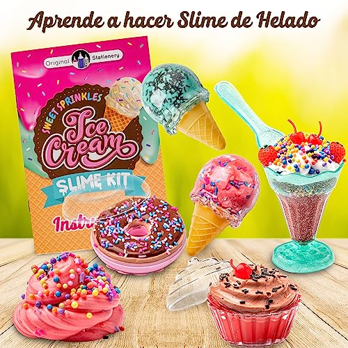 Original Stationery Kit de Slime Helado de Chispas de Colores para Niñas, Kit para Hacer Helado de Slime Delicioso para Niñas y Más Regalo Cumpleaños