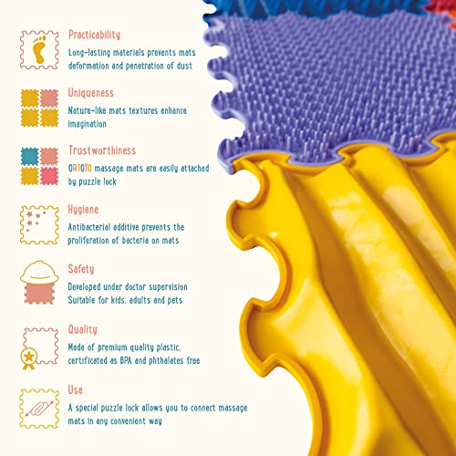 ORTOTO Alfombrillas de rompecabezas sensoriales de masaje, alfombrilla de juego ortopédica para niños y adultos, tapetes de juego para niños, juego de alfombrillas de juego (arco iris estimulante))