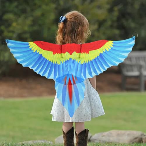 Oshhni Conjunto de Disfraz de Pájaro para Niños, Disfraz de Halloween para Niños, Chal, Capa con Alas para Espectáculo, Juego de Rol, Niños Y Niña, Azul