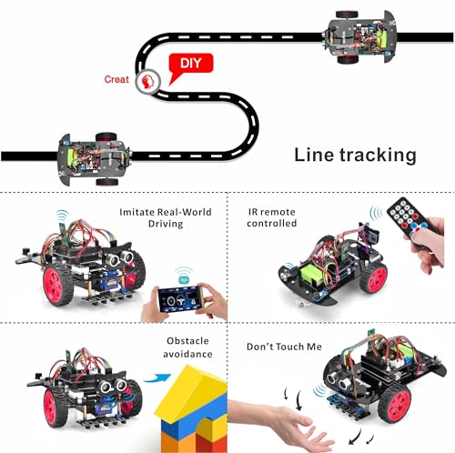 OSOYOO Model 3 Robot Car DIY Starter Kit for Arduino: Educational Motorized Robotics, Remote Control App, Learning How to Code, IOT Mechanical Coding for Teens and Adults