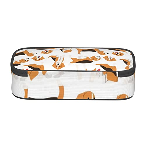 Oudrspo Estuche para lápices Duradero con Estampado de Perro Beagle, Estuche de papelería con Compartimento con Cremallera, Estuche portátil para lápices de Gran Capacidad